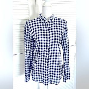 J. Crew Classic Navy Checked Button Down